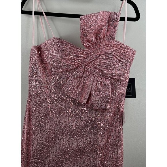 Mac Duggal Sequined Bow Column Raspberry Evening Gown Pink Size 10 NWT 11284 - Picture 5 of 6